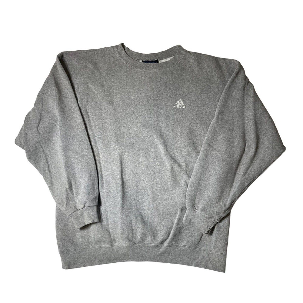 Vintage Adidas Embroidered Men's Sweat Shirt Crew Neck Size Large Gray USA
